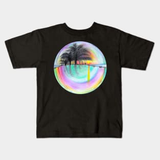 Sunset Reflection Through Rainbow Bubble Kids T-Shirt